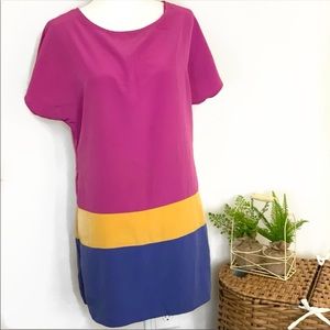 Papaya color block shift dress